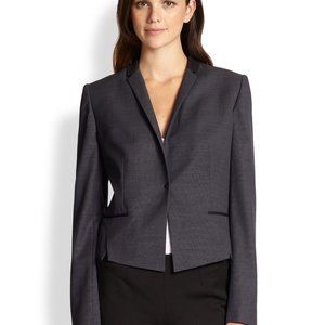 NWT $398 ELIE TAHARI LINDLEY NAVY MULTI WOOL BLEND JACKET - SIZE 4